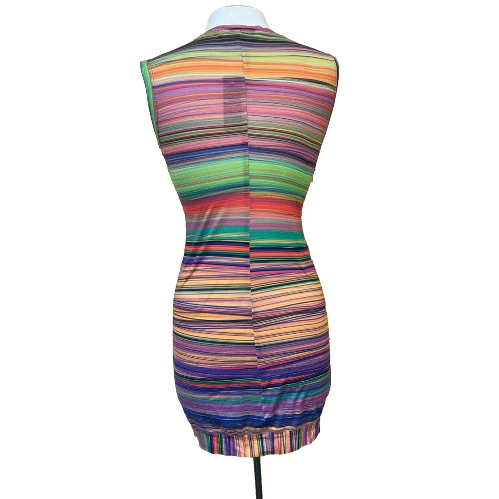 Trina Turk Rainbow Mini Tee Dress Scoop Neck Sleeveless Casual Cotton SZ S - Picture 3 of 13